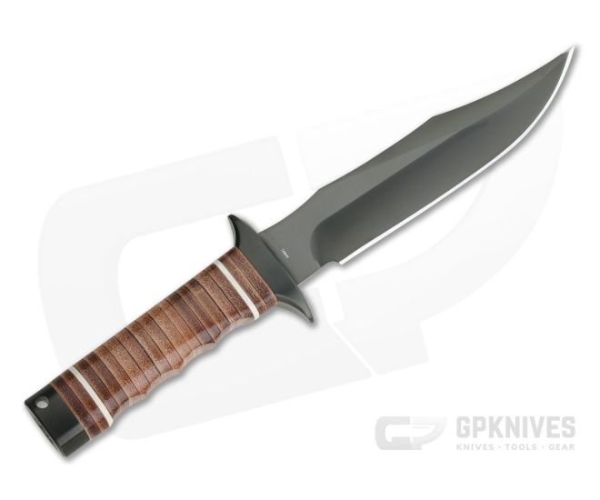 SOG SEAL Bowie 2.0 Black AUS-8 Clip Point Stacked Leather Fixed Blade Knife S1T-L - SOG-S1T-L