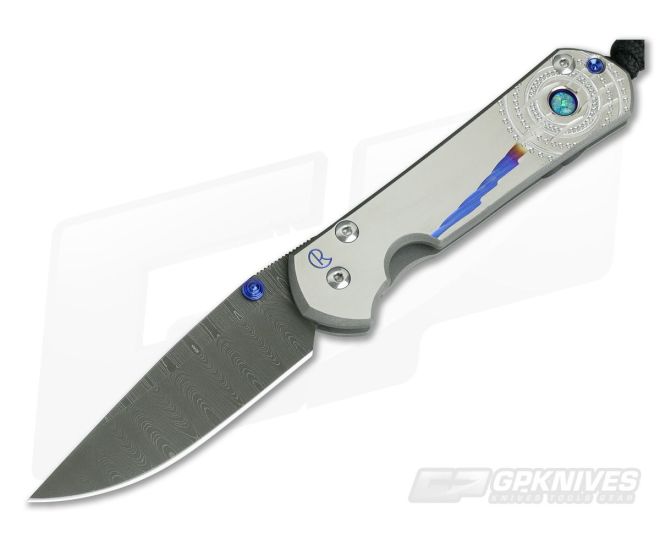 Chris Reeve Damascus Small Sebenza 21 Unique Graphic Opal Mosaic Triplet - CRK-S21-1056-01