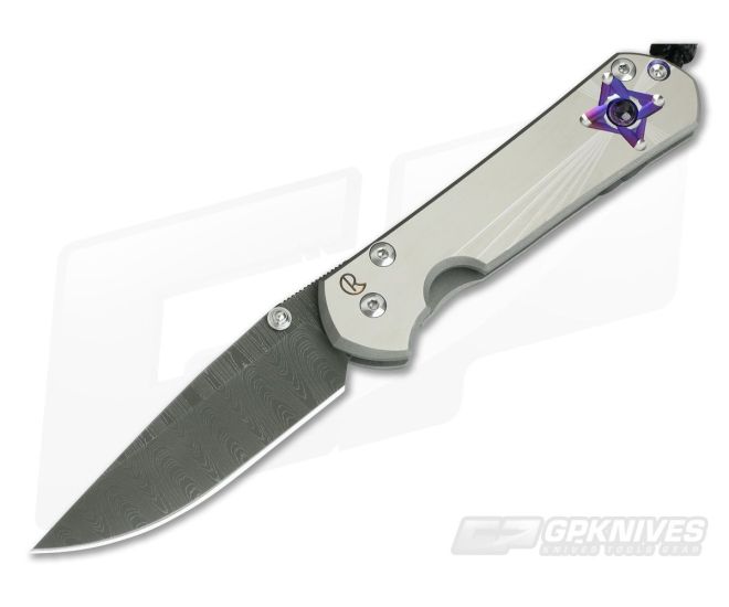 Chris Reeve Damascus Small Sebenza 21 Unique Graphic Amethyst Cabochon - CRK-S21-1056-02