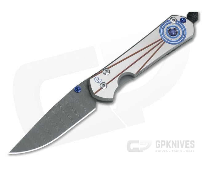 Chris Reeve Small Sebenza 21 Thomas Ladder Damascus Blue Star with Sapphire 1056 - CRK-S21-1056-05