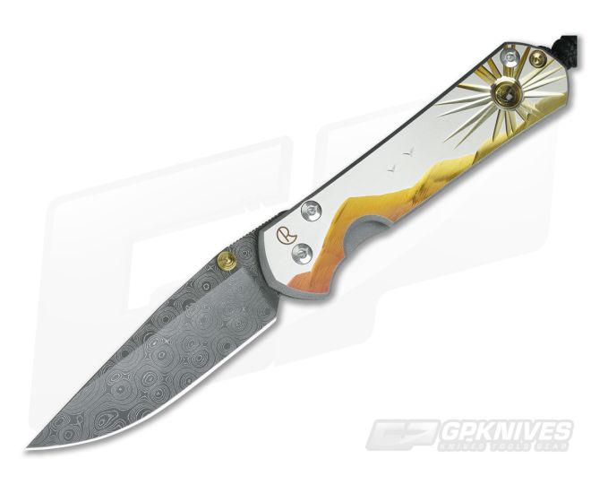 Chris Reeve Small Sebenza 21 Nichols Damascus Morning Sun with Citrine 1058-05 - CRK-S21-1058-05