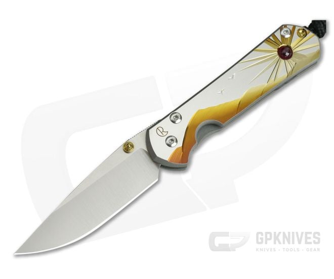 Chris Reeve Small Sebenza 21 Morning Sun Unique Graphic Ruby Cabochon 1112-015 - CRK-S21-1112-015