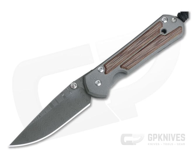 Chris Reeve Small Sebenza 21 Natural Canvas Micarta Ladder Damascus Drop Point - CRK-S21-1270