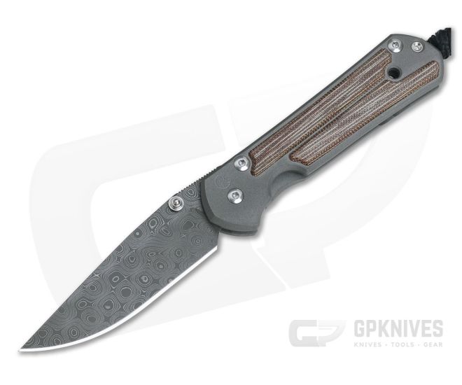Chris Reeve Small Sebenza 21 Inlay Natural Canvas Micarta Damascus Raindrop Drop Point 1272-001 - CRK-S21-1272-001