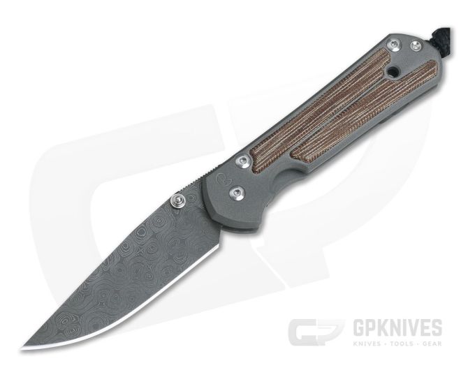 Chris Reeve Small Sebenza 21 Inlay Natural Canvas Micarta Damascus Raindrop Drop Point - CRK-S21-1272