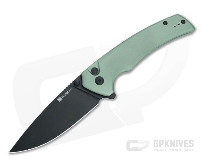 Sencut Serene Green Aluminum Black D2 Drop Point Blade S21022B-5 - SC-S21022B-5