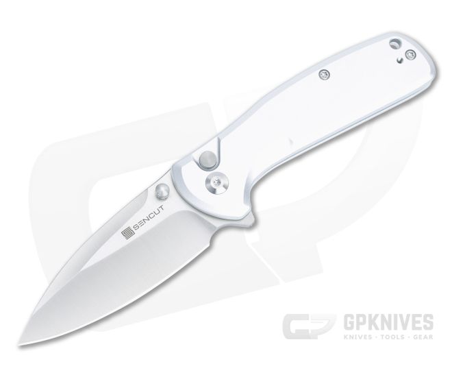 Sencut ArcBlast Button Lock Silver Aluminum Pocket Knife S22043B-2 - SC-S22043B-2