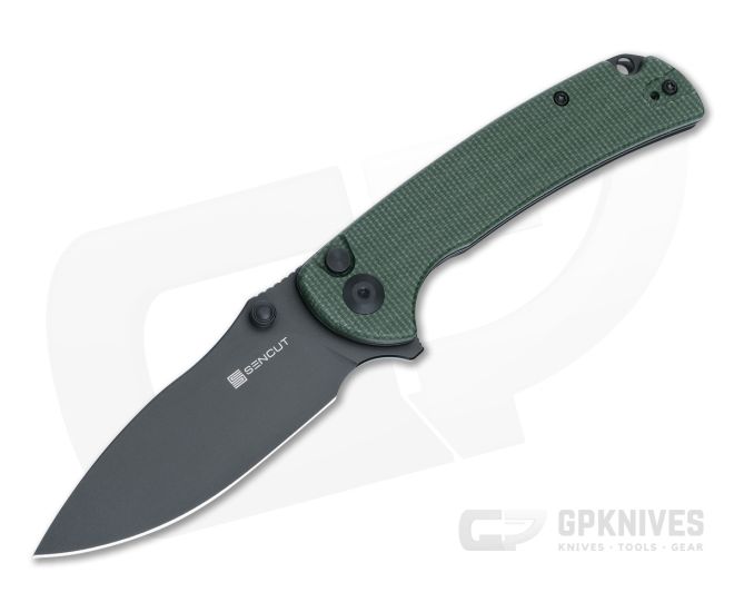 Sencut Pulsewave Green Micarta Button Lock Pocket Knife S23032-3 - SC-S23032-3