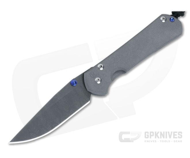 Chris Reeve Small Sebenza 31 Frame Lock Folder Sandblasted Titanium Ladder Damascus Drop Point Blade S31-1004-001 - CRK-S31-1004-001