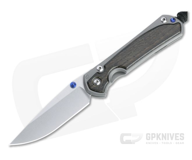 Chris Reeve Small Sebenza 31 Stonewashed S45VN Blue Lug Bog Oak Inlay Folder 008 - CRK-S31-1100-008