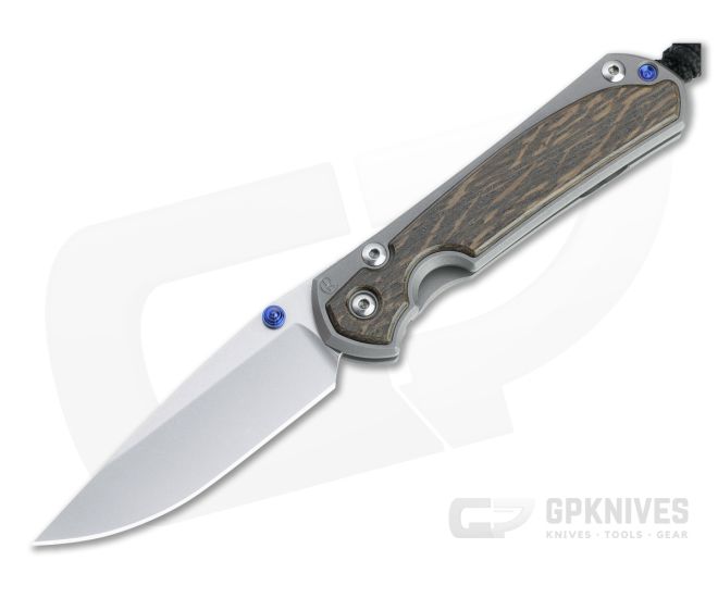 Chris Reeve Small Sebenza 31 Stonewashed S45VN Blue Lug Bog Oak Inlay Folder 010 - CRK-S31-1100-010