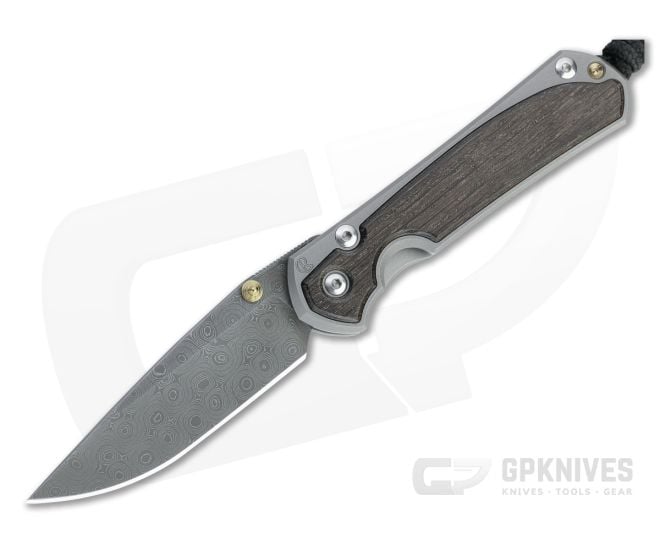 Chris Reeve Small Sebenza 31 Raindrop Damascus Bog Oak Inlaid Folding Knife - CRK-S31-1106