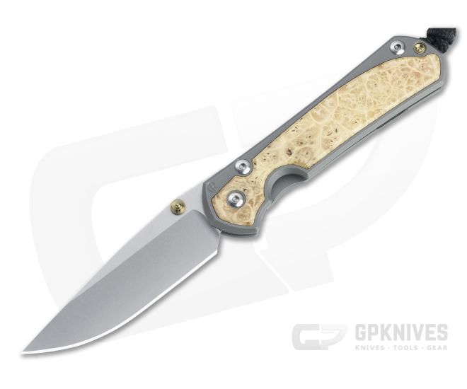 Chris Reeve Small Sebenza 31 Stonewashed S45VN Box Elder Inlay Folding Knife 004 - CRK-S31-1108-004