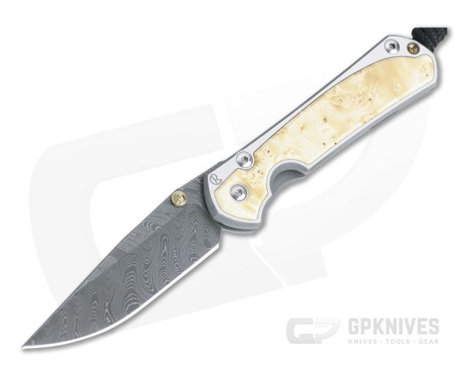 Chris Reeve Small Sebenza 31 Box Elder Inlay Boomerang Damascus Drop Point 001 - CRK-S31-1110-001