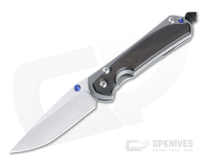 Chris Reeve Small Sebenza 31 Stonewashed S45VN Blue Hardware Macassar Ebony Glass Blasted Folding Knife 010 - CRK-S31-1116-010