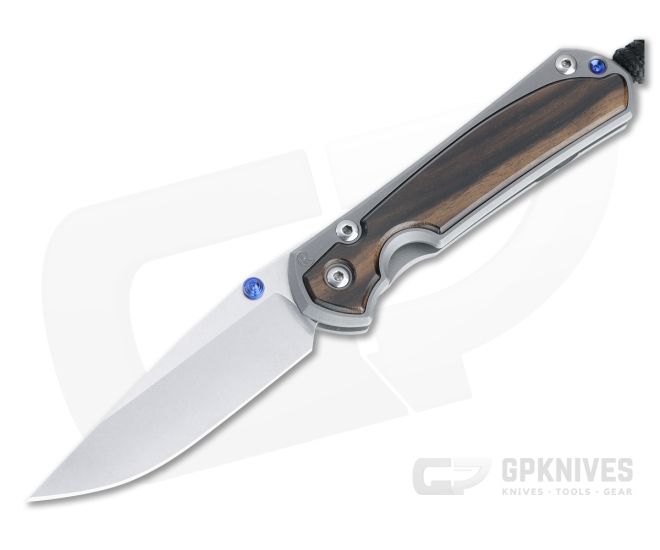 Chris Reeve Small Sebenza 31 Stonewashed S45VN Blue Hardware Macassar Ebony Glass Blasted Folding Knife 011 - CRK-S31-1116-011