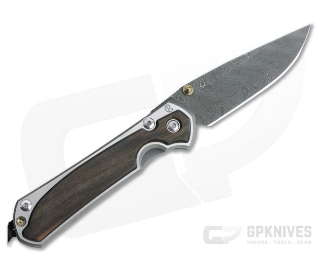 Chris Reeve Small Sebenza 31 LH Macassar Ebony Inlay Boomerang Damascus Drop Point - CRK-S31-1119