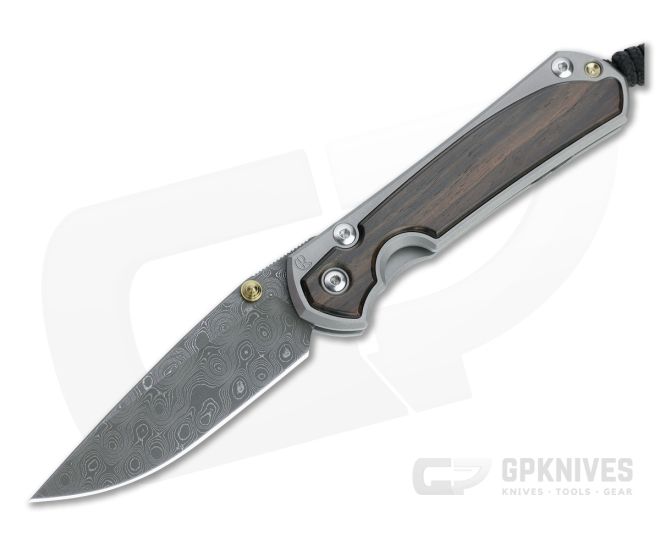 Chris Reeve Small Sebenza 31 Raindrop Damascus Macassar Ebony Inlaid Folding Knife 001 - CRK-S31-1122-001