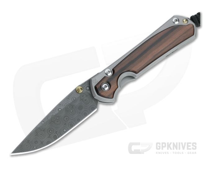 Chris Reeve Small Sebenza 31 Raindrop Damascus Macassar Ebony Inlaid Folding Knife 002 - CRK-S31-1122-002