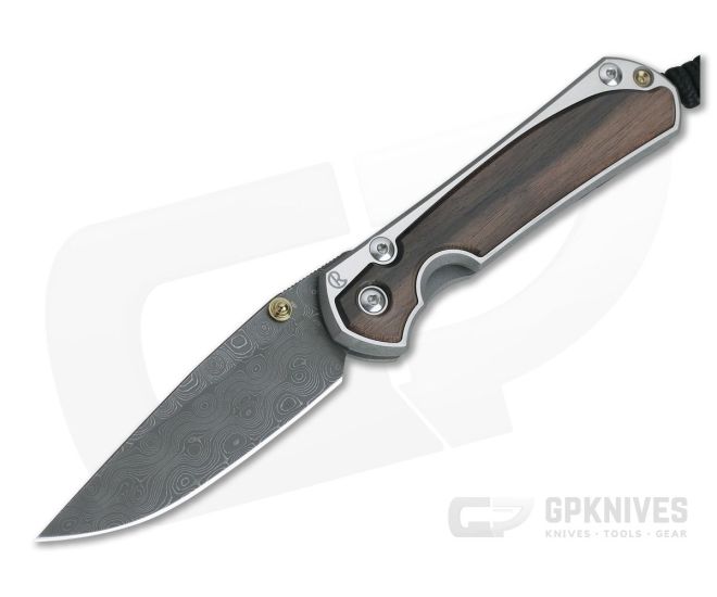 Chris Reeve Small Sebenza 31 Raindrop Damascus Macassar Ebony Inlaid Folding Knife - CRK-S31-1122