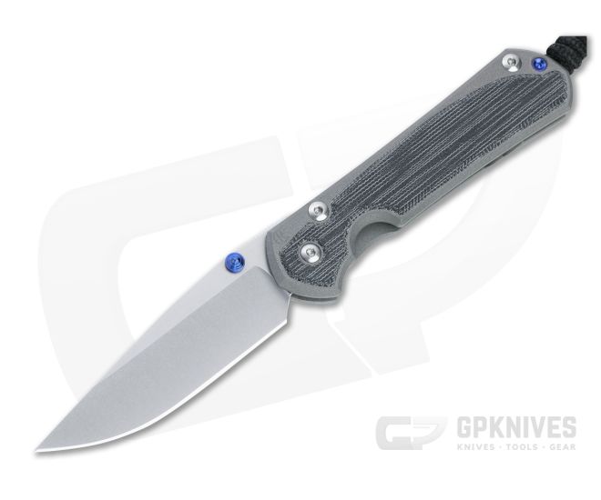 Chris Reeve Small Sebenza 31 Stonewashed S45VN Blue Double Lugs Black Canvas Micarta Inlay Folding Knife - CRK-S31-1200-001