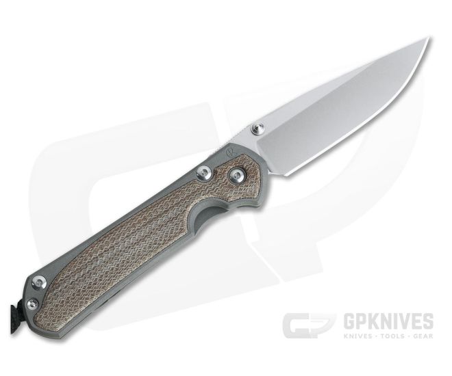 Chris Reeve Small Sebenza 31 Left Handed Natural Canvas Micarta Inlay Drop Point - CRK-S31-1213