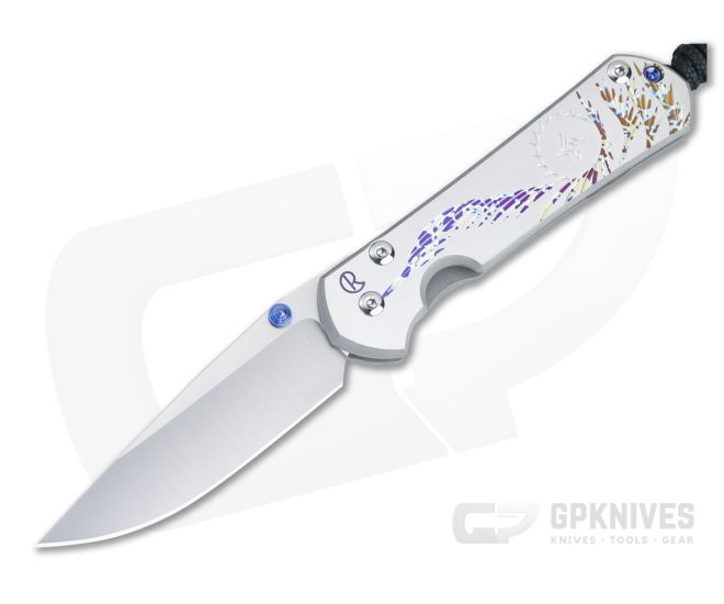 Chris Reeve Small Sebenza 31 Folder Unique Graphic Handle Blue Double Lugs Satin MagnaCut Drop Point S31-1400-025 - CRK-S31-1400-025