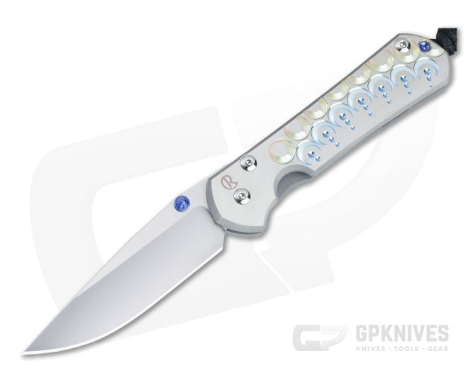 Chris Reeve Small Sebenza 31 Folder Unique Graphic Handle Blue Double Lugs Satin MagnaCut Drop Point S31-1400-026 - CRK-S31-1400-026