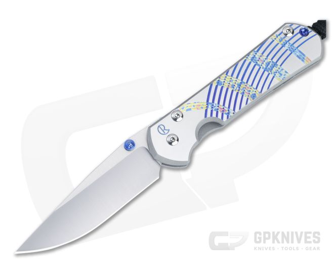 Chris Reeve Small Sebenza 31 Folder Unique Graphic Handle Blue Double Lugs Satin MagnaCut Drop Point S31-1400-027 - CRK-S31-1400-027