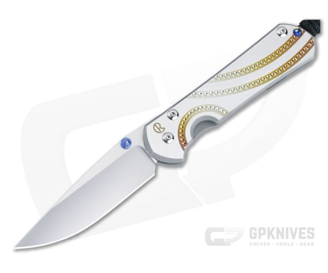 Chris Reeve Small Sebenza 31 Folder Unique Graphic Handle Blue Double Lugs Satin MagnaCut Drop Point S31-1400-028 - CRK-S31-1400-028