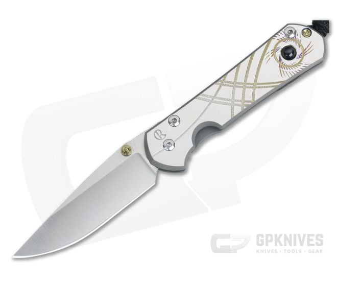 Chris Reeve Small Sebenza 31 Unique Graphic w/ Blue Sapphire Cabochon Drop Point 001 - CRK-S31-1408-001