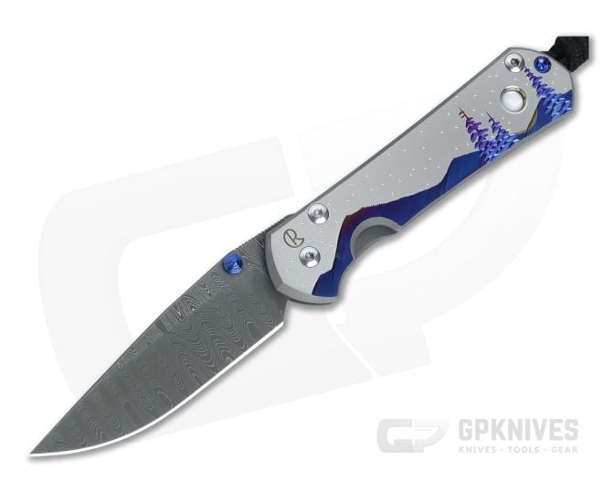 Chris Reeve Small Sebenza 31 Unique Graphic Night Sky w/ MOP Cabochon Ladder Damascus Drop Point - CRK-S31-1412