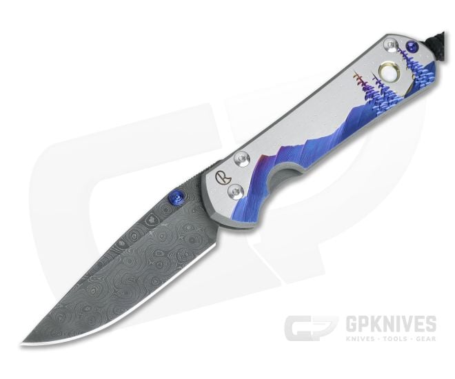 Chris Reeve Small Sebenza 31 Unique Graphic Night Sky w/ MOP Cabochon Raindrop Damascus Folder - CRK-S31-1414