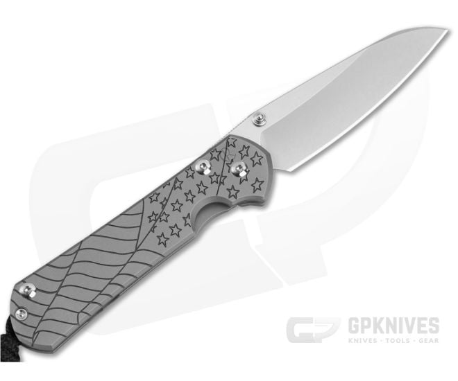 Chris Reeve Small Sebenza 31 Left Hand Insingo Forever Flag Glass Blasted Titanium MagnaCut Folding Knife (2.94" Blade) S31-1509 - CRK-S31-1509