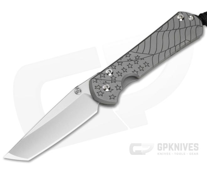 Chris Reeve Small Sebenza 31 Tanto Forever Flag Glass Blasted Titanium MagnaCut MIM Clip Frame Lock Knife (2.94" Blade) S31-1510-227 - CRK-S31-1510-227