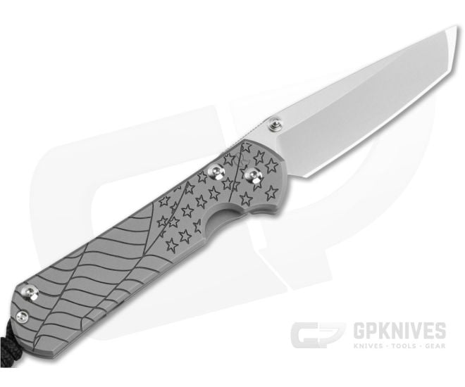 Chris Reeve Small Sebenza 31 Left Hand Tanto Forever Flag Glass Blasted Titanium MagnaCut Folding Knife (2.94" Blade) S31-1511 - CRK-S31-1511