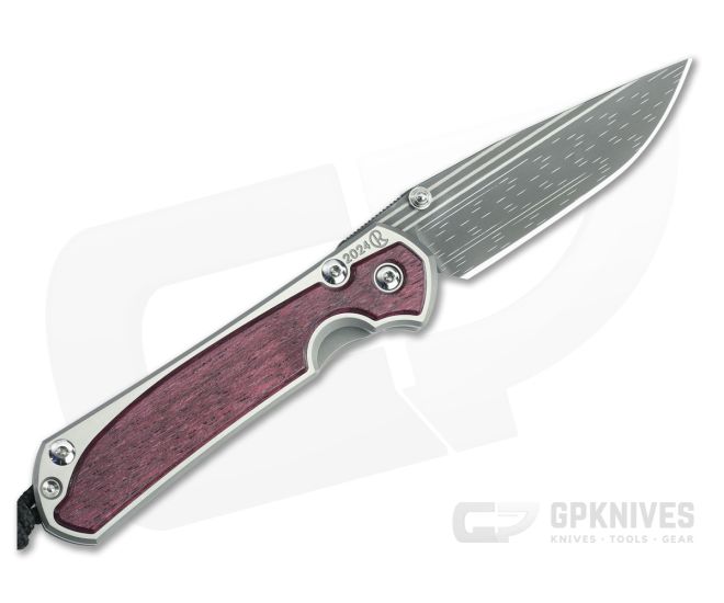 Chris Reeve Small Sebenza 31 Left Hand Damascus 2024 Annual Purple Heart Wood - CRK-S31-1745