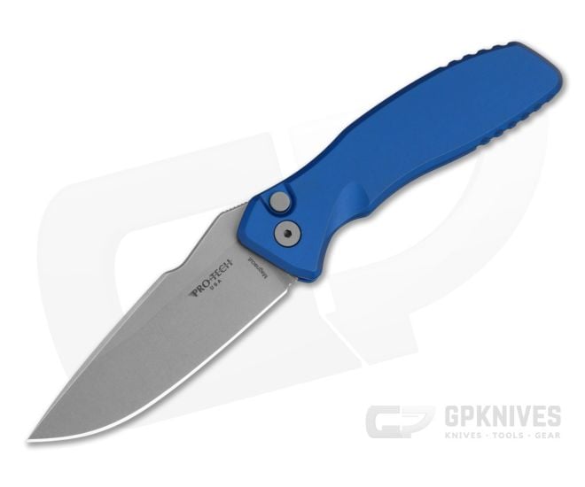 Protech Pallas Blue Aluminum Stonewashed MagnaCut Spartan Blades Collaboration Automatic Knife (3.50" Blade) SB1101-BLUE - PT-SB1101-BLUE