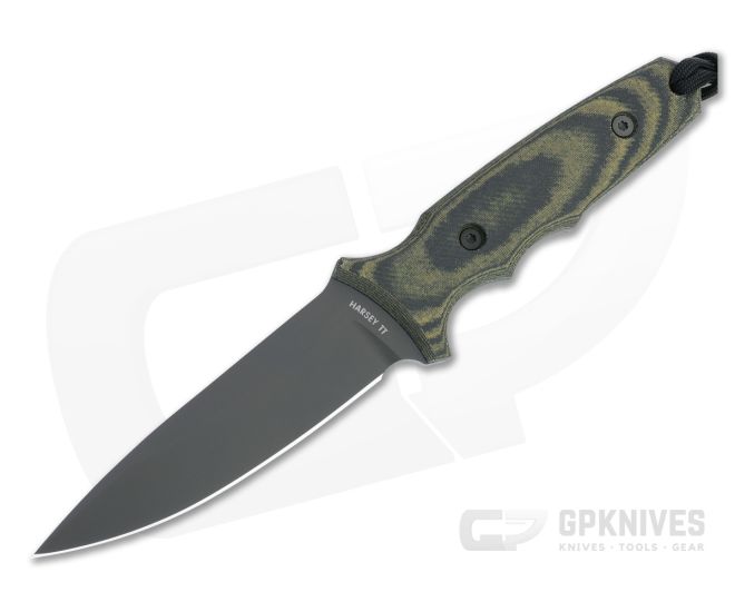 Spartan Harsey TT Tactical Trout Black S45VN Camo Linen Micarta Fixed Blade 43BKCMKYBK - SB-43BKCMKYBK