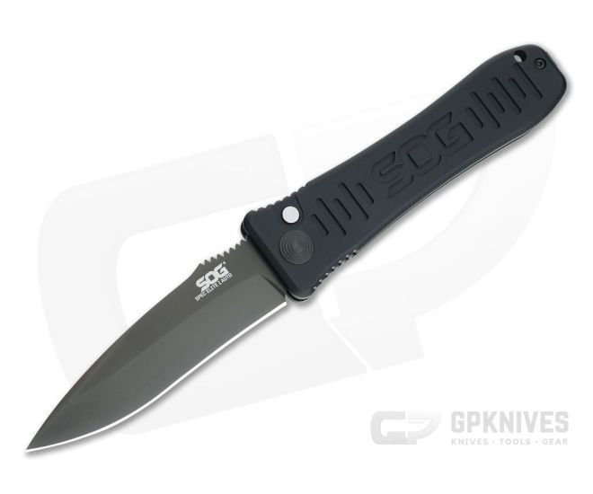SOG Spec Elite I Black Plain AUS-8 Aluminum Button Lock Automatic SE-52 - SOG-SE-52