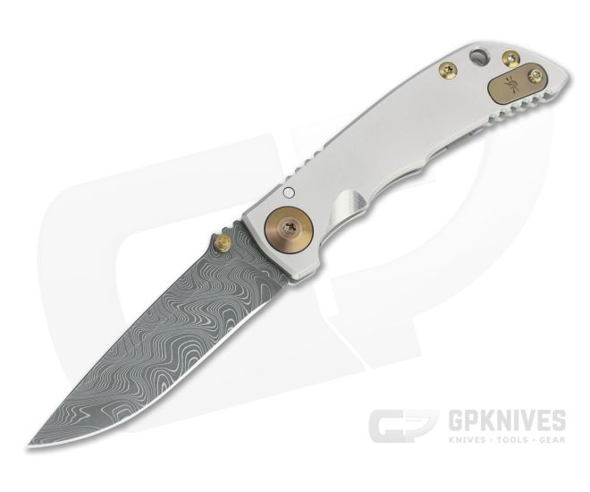 Spartan Blades Harsey Folder 3.25 Nichols Damascus Bronze Hardware Titanium Folder 07 - SB-SF10-07