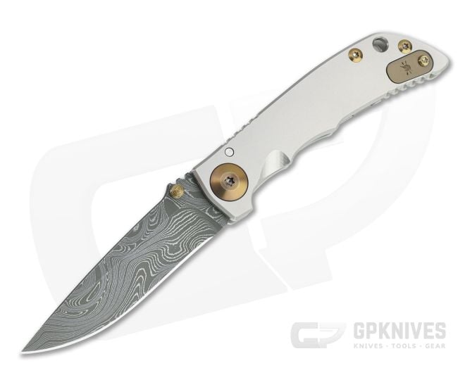 Spartan Blades Harsey Folder 3.25 Nichols Damascus Bronze Hardware Titanium Folder 10 - SB-SF10-10