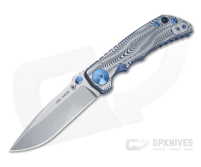 Spartan Harsey Folder Special Edition Blue Sound Wave Stonewashed S45VN - SB-SF5-020