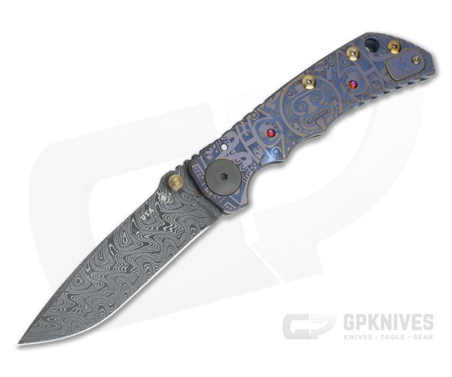 Spartan Harsey Folder Special Edition Blue Mayan Nichols Damascus Folder - SB-SF5-027