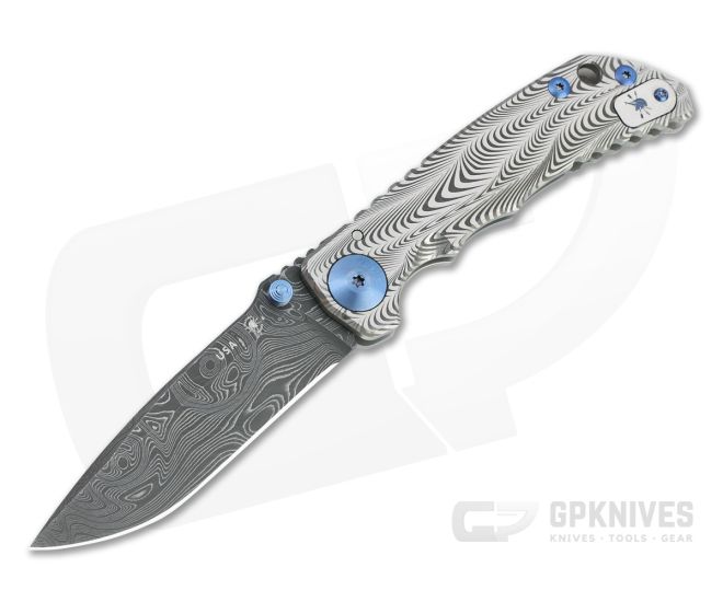 Spartan Harsey Folder Special Edition Sound Wave Nichols Damascus Blue Hardware Folder 071 - SB-SF5-071