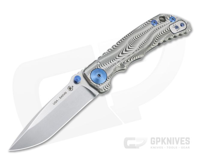Spartan Harsey Folder Special Edition Sound Wave Stonewashed S45VN Blue Hardware Folder 074 - SB-SF5-074