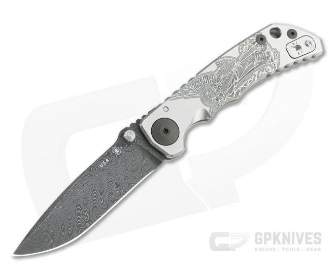 Spartan Harsey Folder Special Edition Black and Satin Saint Michael Nichols Damascus Folder 083 - SB-SF5-083
