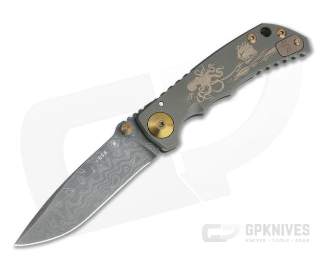 Spartan Harsey Folder Special Edition Black and Gold Kraken Nichols Damascus Folder 086 - SB-SF5-086