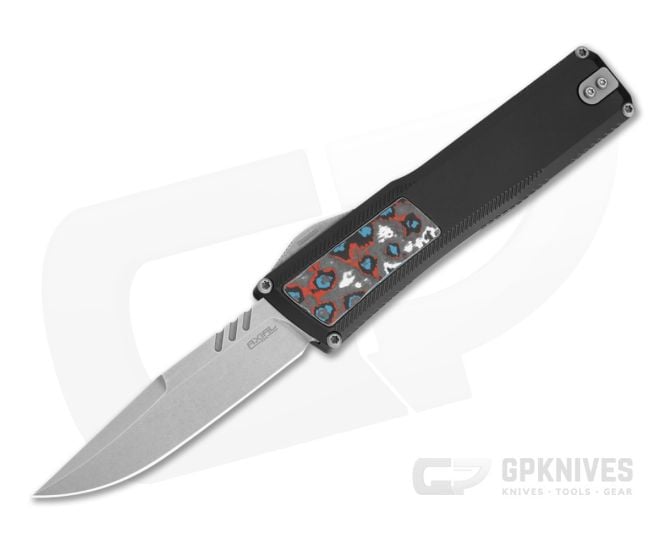 Axial Shift V3 Clip Point Black Aluminum Nebula FatCarbon Inlay MagnaCut Stonewash OTF Automatic Knife (3.40" Blade) - AXL-SHIFT-48