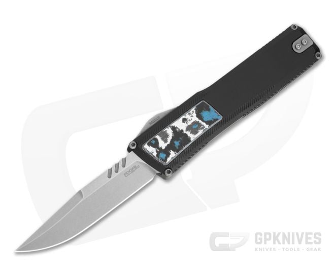 Axial Shift V3 Clip Point Black Aluminum Frost FatCarbon Inlay MagnaCut Stonewash OTF Automatic Knife (3.40" Blade) - AXL-SHIFT-49